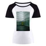 yanfind Women's Sleeve Raglan T Shirt Short Architecture Building Contemporary Design Doorway Empty Futuristic Glass Light