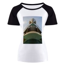 yanfind Women's Sleeve Raglan T Shirt Short Architectural Design Architecture Building Clouds Contemporary Daylight Daytime Futuristic Outdoors Sky