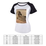 yanfind Women's Sleeve Raglan T Shirt Short Big Cat Cheetah Hunter Safari Savanna Serengeti Africa Wild Wildlife