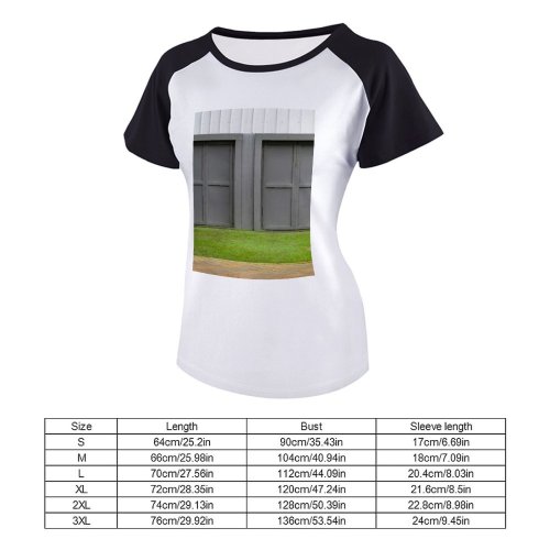 yanfind Women's Sleeve Raglan T Shirt Short Architecture Building Construction Daylight Design Doors Doorway Empty Entrance Exterior Facade Garage
