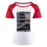 yanfind Women's Sleeve Raglan T Shirt Short Architecture Building City Construction Pompidou Station Technology Train Transportation System