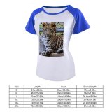 yanfind Women's Sleeve Raglan T Shirt Short Big Cat Carnivore Hunter Leopard Whiskers Wild Wildlife