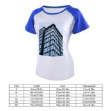 yanfind Women's Sleeve Raglan T Shirt Short Architecture Building City Downtown Facade Glass Shot Office Perspective Sky