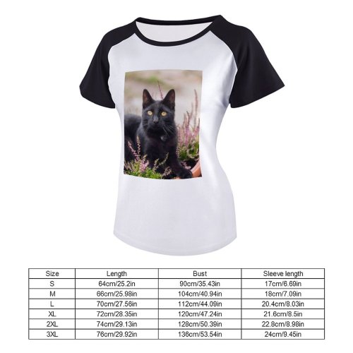 yanfind Women's Sleeve Raglan T Shirt Short Cat Face Eyes Fur Outdoors Pet Whiskers