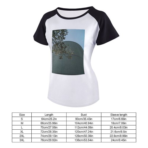 yanfind Women's Sleeve Raglan T Shirt Short Architectural Design Architecture Building City Clouds Construction Contemporary Expression Exterior Futuristic Glass