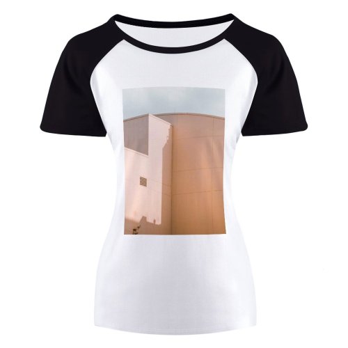 yanfind Women's Sleeve Raglan T Shirt Short Architectural Design Architecture Building Exterior Clouds Concrete Contemporary Daylight High Industrial Plant