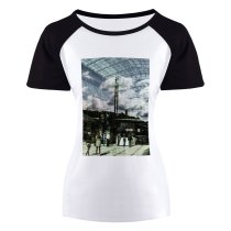yanfind Women's Sleeve Raglan T Shirt Short Architecture Building Clouds Daytime Outdoors Public Urban