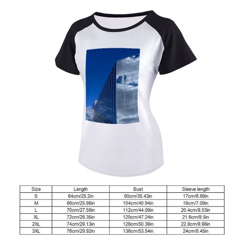 yanfind Women's Sleeve Raglan T Shirt Short Architectural Design Architecture Building Clouds Daylight Downtown Exterior Facade Shot Office
