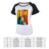 yanfind Women's Sleeve Raglan T Shirt Short Abstract Expressionism Acrylic Art Artistic Canvas Colorful Creative Creativity Design Gouache