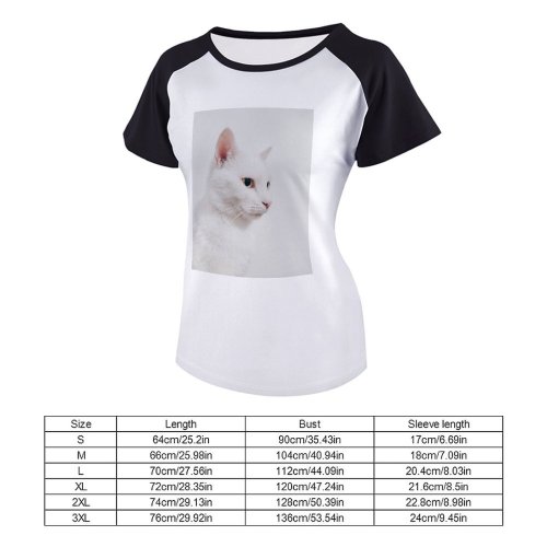 yanfind Women's Sleeve Raglan T Shirt Short Adorable Cat Cute Eyes Felidae Fur Furry Kitty Pet Whiskers
