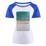 yanfind Women's Sleeve Raglan T Shirt Short Album Beach Bird's Daylight Daytime Landscape Ocean Outdoors Parasol Pastel Resort