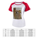 yanfind Women's Sleeve Raglan T Shirt Short Adorable Cute Dog Funny Fur Little Outdoors Pet Portrait Puppy Young