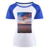 yanfind Women's Sleeve Raglan T Shirt Short Atmosphere Beach Clouds Sky Cloudscape Cloudy Dawn Dramatic Dusk Golden Hour