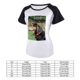 yanfind Women's Sleeve Raglan T Shirt Short Dog Grass Pet