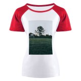 yanfind Women's Sleeve Raglan T Shirt Short Ball Field Football Goal Grass Sky Soccer Sunrise Sunset