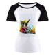 yanfind Women's Sleeve Raglan T Shirt Short Balloons Birthday Celebrate Fruits Party Hats Pineapples Tropical