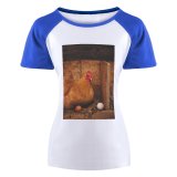 yanfind Women's Sleeve Raglan T Shirt Short Barn Bird Chicken Eggs Farm Hen Nest Poultry Wood