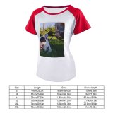 yanfind Women's Sleeve Raglan T Shirt Short Cute Dog Female Field French Girl Grass Lady Lawn Laying Outdoors