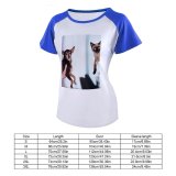 yanfind Women's Sleeve Raglan T Shirt Short Adorable Care Cat Cute Dog Facial Expression Family Friendship Funny Fur Kitten