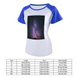 yanfind Women's Sleeve Raglan T Shirt Short Astrology Astronomy Astrophotography Constellation Cosmos Dark Evening Exploration Galaxy Idyllic Nebula Night