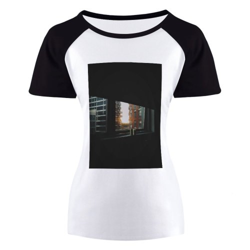 yanfind Women's Sleeve Raglan T Shirt Short Architectural Design Architecture Buildings Candles City Condo Condominium Dark Daylight Downtown Glass