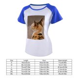 yanfind Women's Sleeve Raglan T Shirt Short Cat Focus Fur Furry Pet Whiskers