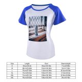 yanfind Women's Sleeve Raglan T Shirt Short Beverage Can Chain Fence Container Rust Rusty Safety Security