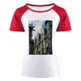 yanfind Women's Sleeve Raglan T Shirt Short Ancient Architecture Buildings Castle City Daylight Exterior Facade Gargoyle Goth Like Gothic