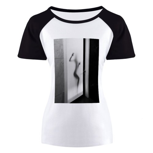 yanfind Women's Sleeve Raglan T Shirt Short Art Door Frosted Light Portrait Room Silhouette Wall