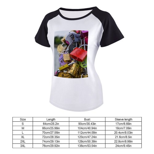 yanfind Women's Sleeve Raglan T Shirt Short Assorted Beautiful Locks Love Padlock Romantic