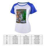yanfind Women's Sleeve Raglan T Shirt Short Big Cat Carnivore Desktop Felidae Fur Plants Stripes Whiskers