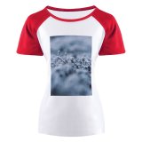yanfind Women's Sleeve Raglan T Shirt Short Crystal Frost Frosty Frozen Grayscale Icee Landscape Outdoors Plants Season