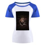 yanfind Women's Sleeve Raglan T Shirt Short Big Cat Biology Carnivore Dangerous Eyes Felidae Ferocious Fierce Fur Furious Ground