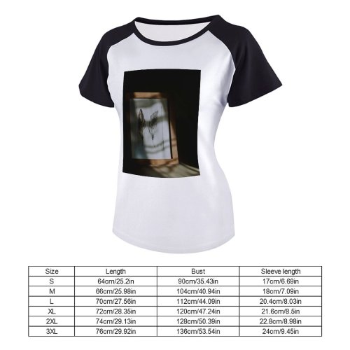 yanfind Women's Sleeve Raglan T Shirt Short Art Dark Decoration Feathers Light Picture Sunlight Watercolor Wood