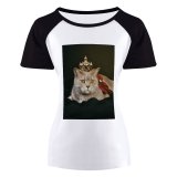 yanfind Women's Sleeve Raglan T Shirt Short Adorable British Shorthair Cat Crown Cute Eyes Fur Kitten Kitty Little Pet