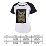yanfind Women's Sleeve Raglan T Shirt Short Cat Face Cat's Eyes Focus Fur Furry Kitten Little Nose Pet