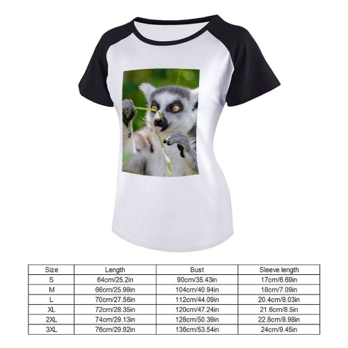 yanfind Women's Sleeve Raglan T Shirt Short Cute Lemur Primate Wildlife