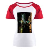 yanfind Women's Sleeve Raglan T Shirt Short Bar City Commerce Dark Downtown Evening Fast Japan Light Reflections Market