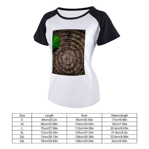 yanfind Women's Sleeve Raglan T Shirt Short Art Design Flora Hardwood Leaf Lumber Photographic Rough Rustic Stump Texture Timber