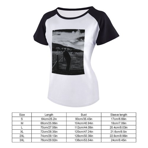 yanfind Women's Sleeve Raglan T Shirt Short Cattle Countryside Cow Cropland Farm Farming Farmland Fence Field Grass Grassland Landscape