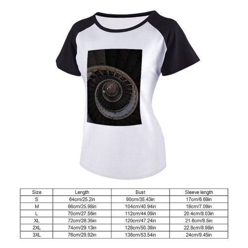 yanfind Women's Sleeve Raglan T Shirt Short Architectural Design Architecture Building Circular Contemporary Handrail Spiral Staircase Stairs