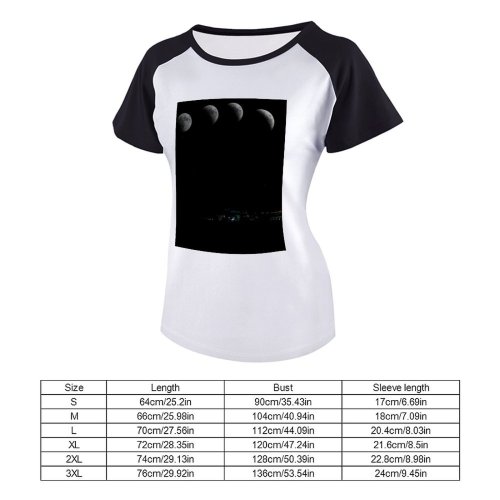 yanfind Women's Sleeve Raglan T Shirt Short Astrology Astronomy Ball Shaped Blood Crater Dark Exposure Luna Lunar Moonlight