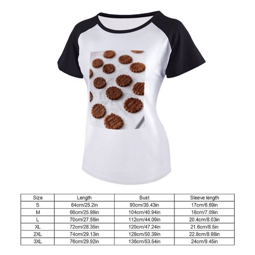 yanfind Women's Sleeve Raglan T Shirt Short Baked Goods Chocolate Confection Cookies Delicious Dessert Preparation Presentation Foodporn Goody