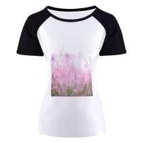 yanfind Women's Sleeve Raglan T Shirt Short Depth Field Flora Flowers Garden Grass Hayfield Landscape Laptop Season