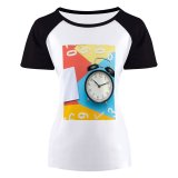 yanfind Women's Sleeve Raglan T Shirt Short Alarm Clock Alert Blank Classic Colorful Concept Conceptual Countdown Creative Deadline Design