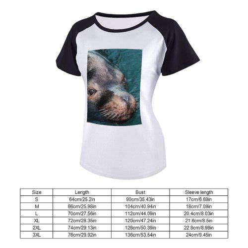 yanfind Women's Sleeve Raglan T Shirt Short Cute Ocean Sea Seal Wildlife