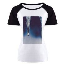 yanfind Women's Sleeve Raglan T Shirt Short Art Dew Drop Macro Motion Reflection Snow Winter