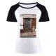 yanfind Women's Sleeve Raglan T Shirt Short Architecture Building Daytime Design Doors Doorway Entrance Exterior Houses Outdoors Street Town