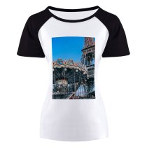 yanfind Women's Sleeve Raglan T Shirt Short Architecture Building Carousel Daylight Eiffel Famous France High Landmark Shot Outdoors