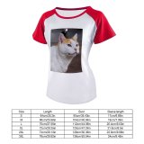 yanfind Women's Sleeve Raglan T Shirt Short Cat Cute Pet Whisker